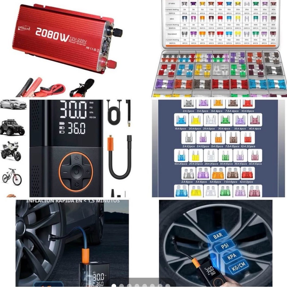 Car Accessories Combo: 300W Inverter, Air Compressor & 300 Fuse Kit